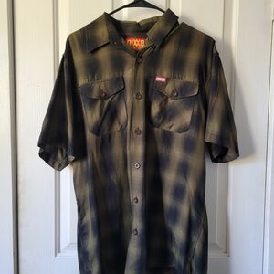 DIXXON Men's Olive and Black Plaid Shirt